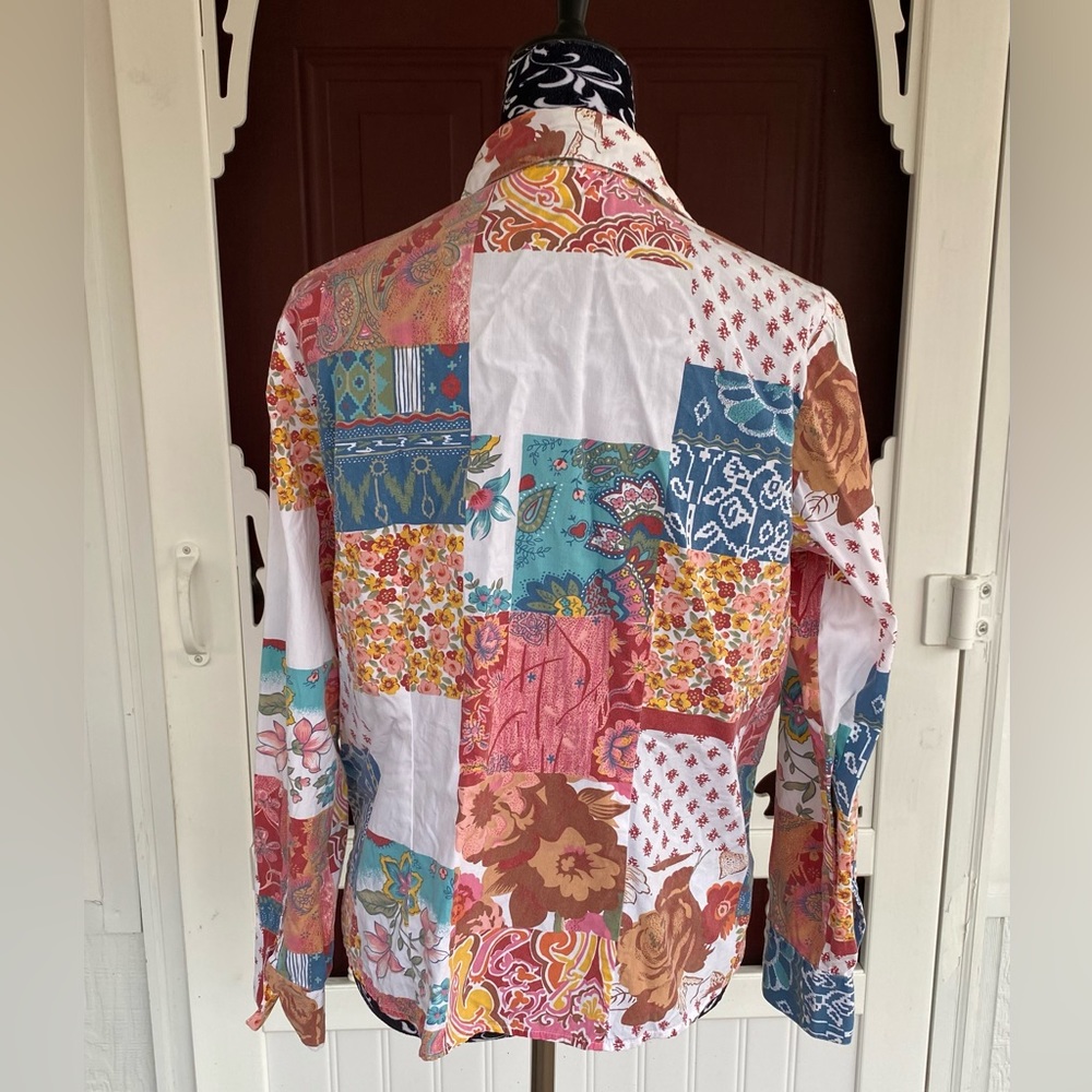 Kim Rogers Women’s Button Up Patchwork Paisley Design Top Size Medium - Picture 10 of 16